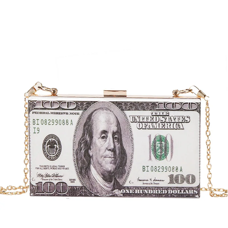 Money Clutch bag Acrylic Clear Crystals Women Money Evening Clutch Bags Diamond Wedding Dinner Purses and Acrylic Handbags 