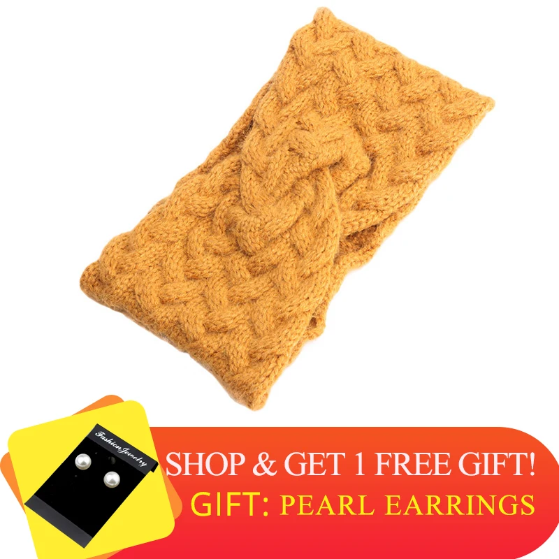 Повязка на голову женская с узлом теплая шерстяная лента для волос модный