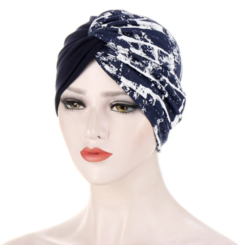 

Women Hat Fashion Printed Women Baotou Cap Two-Color Stitching Baotou Cap Double Layer Twisted Turban Soft Floral Bandanas
