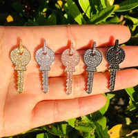 5pcs small size key charms for women bracelet girl necklace design bling cubic zirconia pendants handmade craft accessory supply
