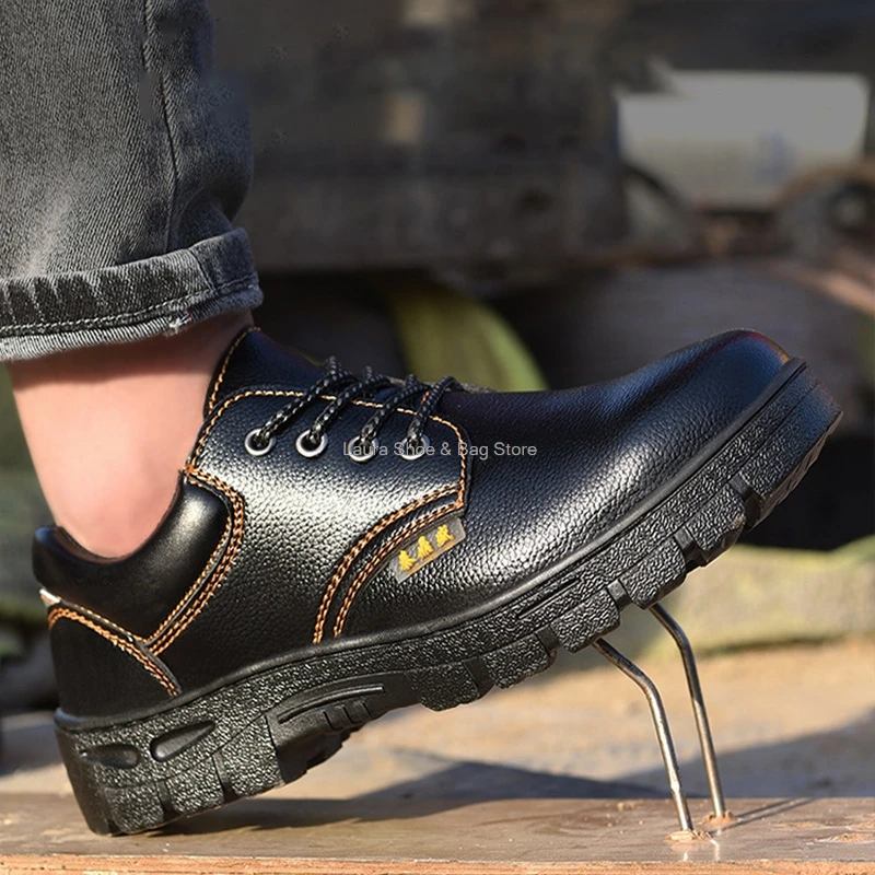 

dropshipping safety shoes men steel toe cap puncture proof work sneakers male industrial protective footwear plus size 36-47