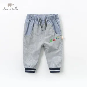 Весенние штаны для маленьких мальчиков, длинные Хлопковые Штаны в полоску для младенцев, для детей ясельного возраста, dave bella, штаны для детей от 1 года до 4 лет