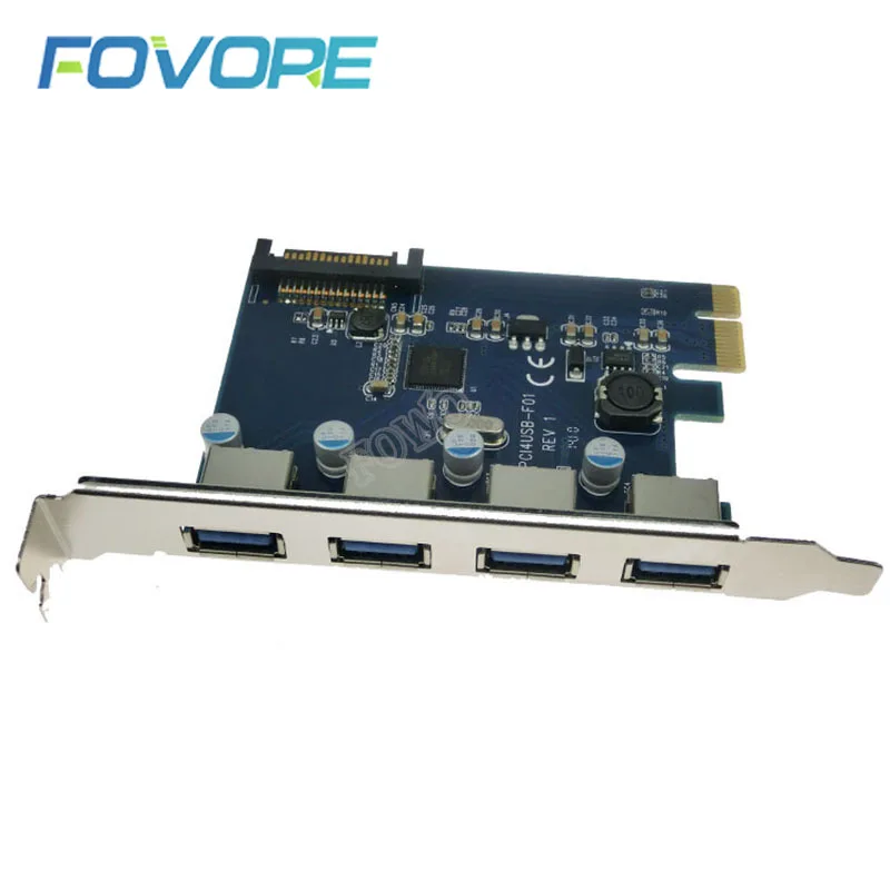 Чип фреск FL1100 4 порта USB 3 карта контроллер PCI e адаптер 0 для настольного компьютера