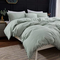 bedroom bedding tassel duvet cover 2 3 piece set soft washed microfiber duvet set with zipper closure corner tie no sheets