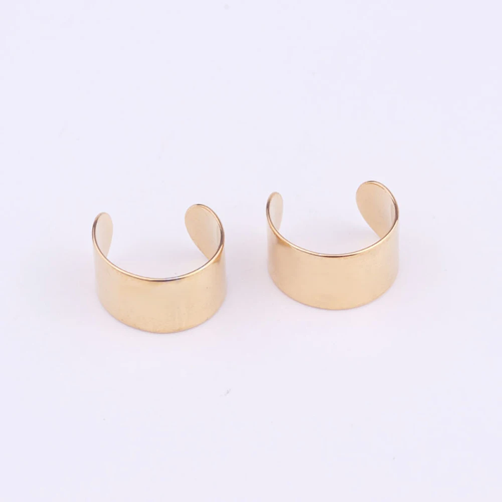 gold 1 шт., модные серьги-клипсы, манжета, поддельные серьги из нержавеющей стали, черный, золотой, серебряный, регулируемый размер, ушное кольцо - Окраска металла: gold