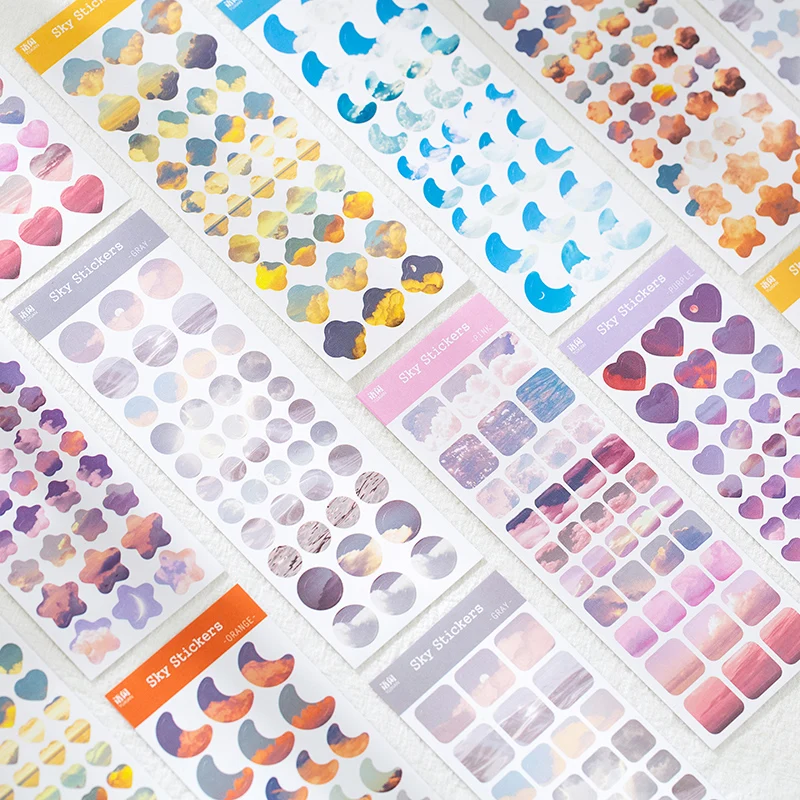 

6 Sheets /set Natural Scenery White Cloud Ins Stickers Scrapbooking Diary Planner Material Decoration Stationery Stickers