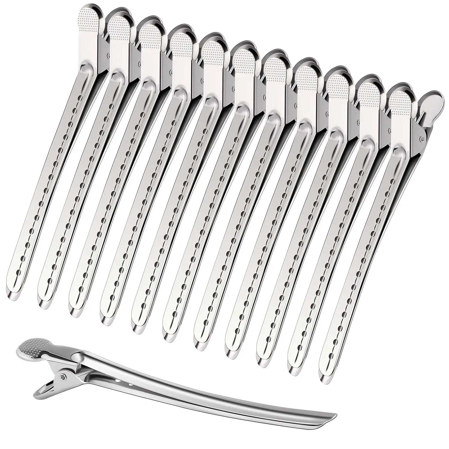

12 Pcs Crocodile Leather Hairpin, Duck Bill Hairpin, Rust-proof Metal Hairpin, With Holes, For Curly Hair Style Partition Clip