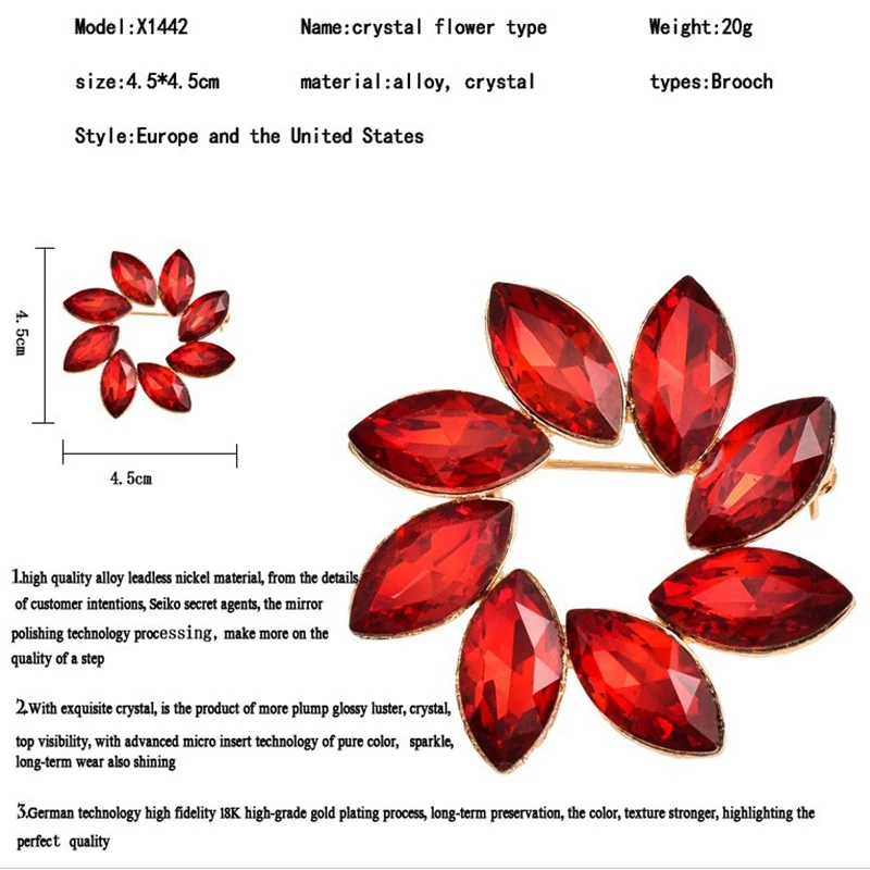 Брошь унисекс из цинкового сплава австрийская брошь с кристаллами простая для