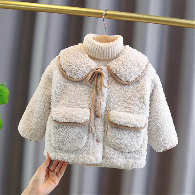 

Girls WinterOouterwear Children Fashion Cotton Thick Velvet Coats For Baby Kids Warm Jackets Outfits Toddler Tops Clothing 5Y