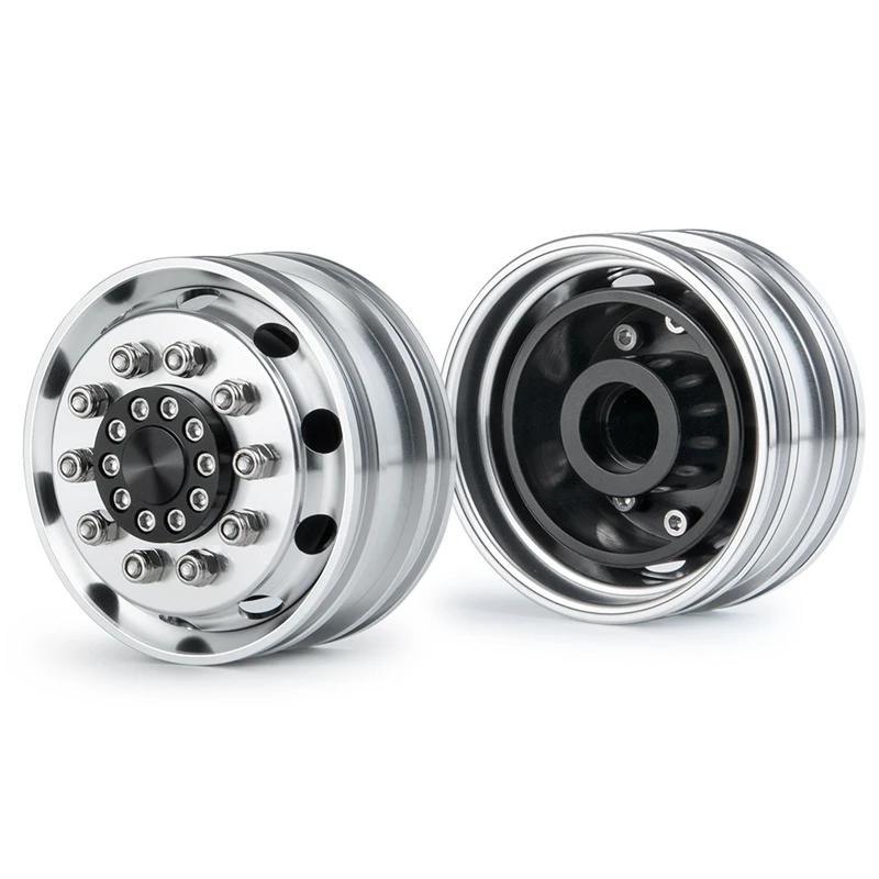 

2Pcs Metal Front Wheel Hub Wheel Rim 10 Spoke for 1/14 Tamiya Trailer Tractor Truck RC Crawler Car Upgrade Parts