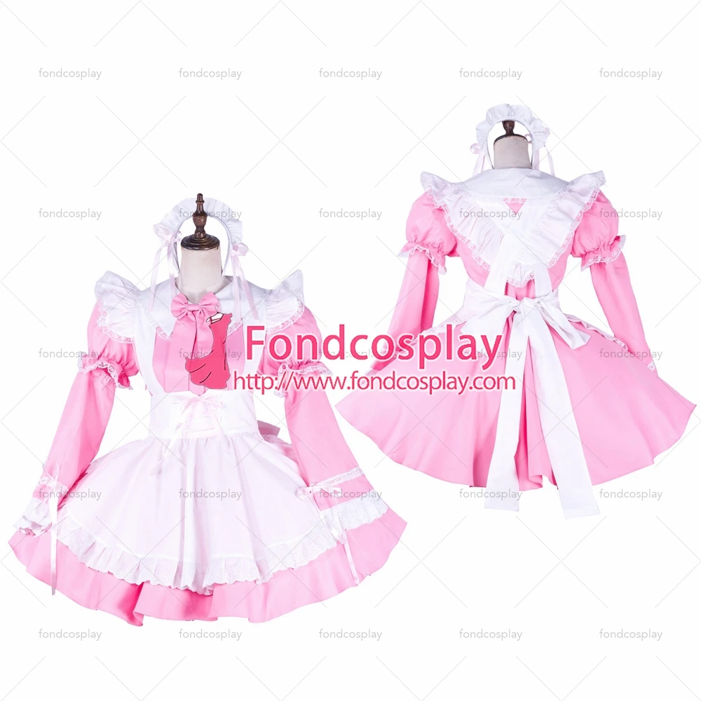 

fondcosplay adult sexy cross dressing sissy maid baby pink cotton dress lockable Uniform white apron costume Tailor-made[G1746]