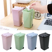 mini desktop trash can 4color garbage storage box living room coffee table with cover small paper basket plastic garbage bag