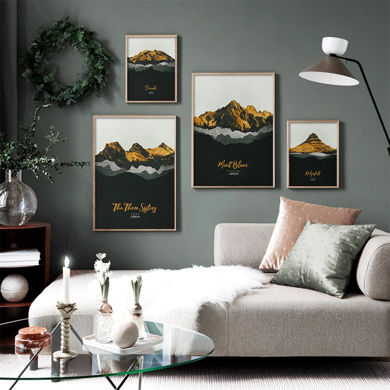 

Modern Style Mountains Landscape Poster Picture Print Canvas Painting Wall Art Decoration for Living Room Bedroom Decoration