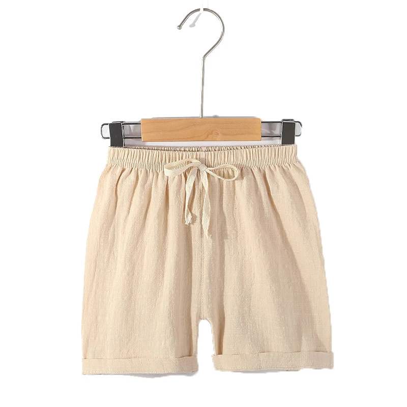 2021 Summer Teenage Shorts For Girls Boys Short Pants Cotton Linen Kids Running Toddler Loose Black Beach 2 To 12Y | Детская одежда и