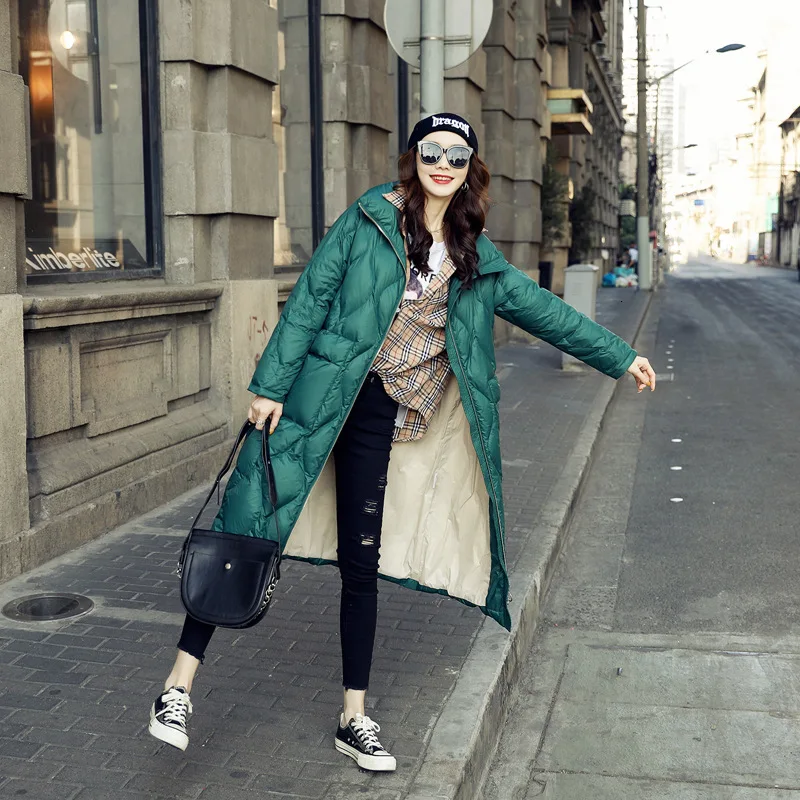 Новинка 2020 длинное зимнее пальто с перьями женская теплая ульсветильник Кая