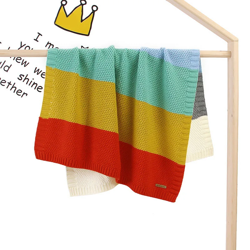 Детское трикотажное одеяло Радужное покрывало чехол для детской коляски пеленка