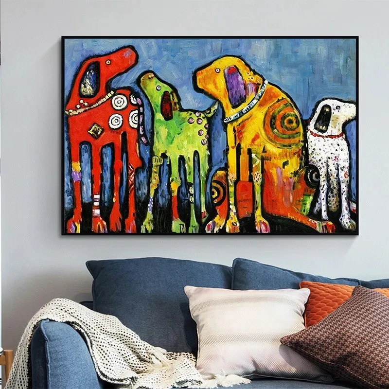

Abstract Animal Color Dog Canvas Painting Wall Art Poster and Printed Wall Print Art Picture Living Room Home Decoration