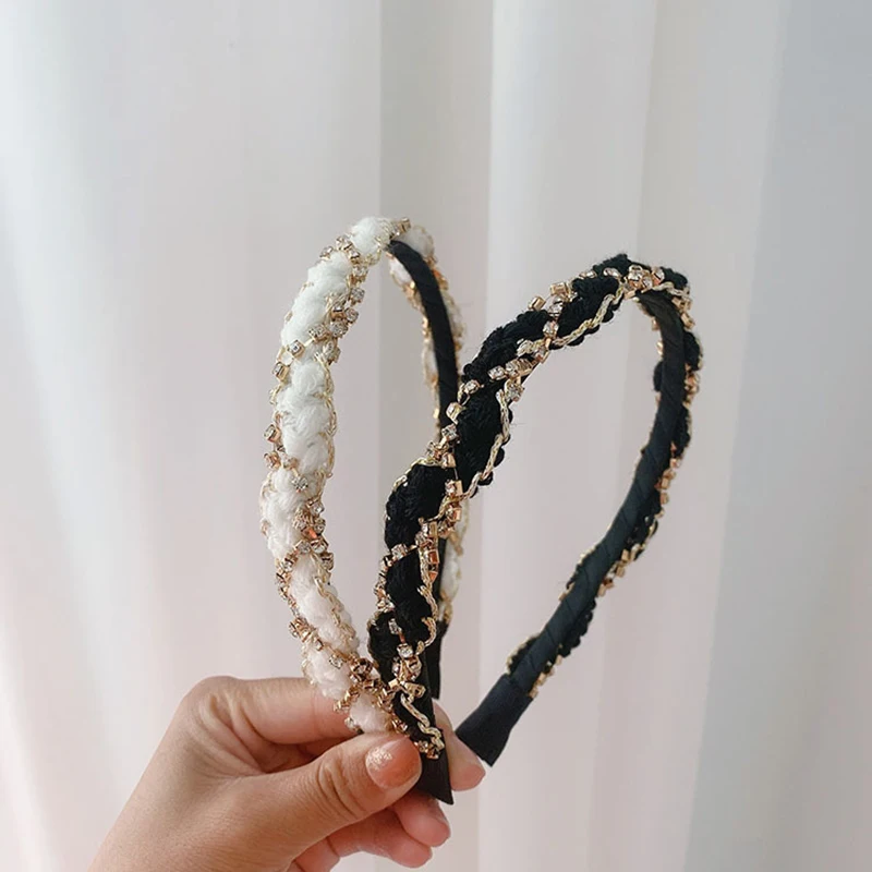 

Pearl Gold Metal Chain Braid Hairbands Head Bands for Women Crystal Rhinestone Jewelry Headband Girls Headpiece Hair Accessories