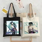 Холщовая Сумка Аниме Genshin Impact XIAO в готическом стиле Harajuku, Вместительная женская сумка, классическая сумка через плечо, винтажная сумка