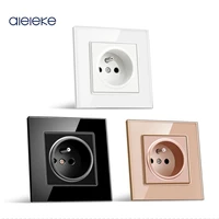 wall crystal tempered glass panel power socket plug french standard power supply outlet ac100 250v electrical sockets
