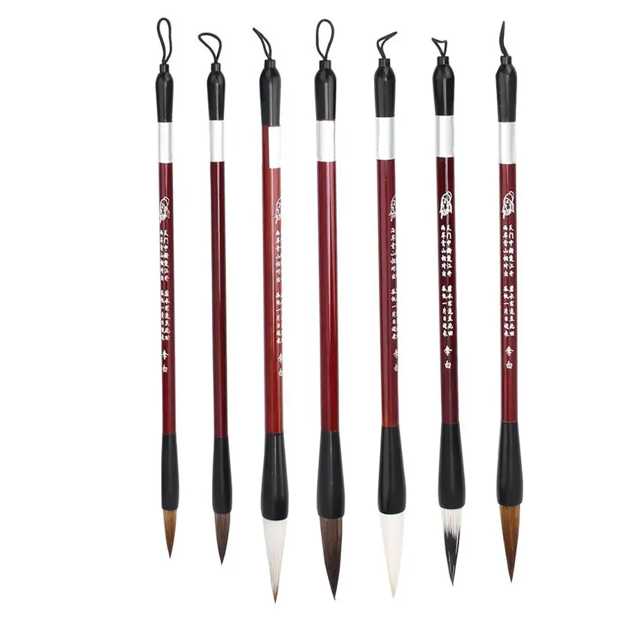 Кисти для каллиграфии китайские с деревянной ручкой и подарочной коробкой 7