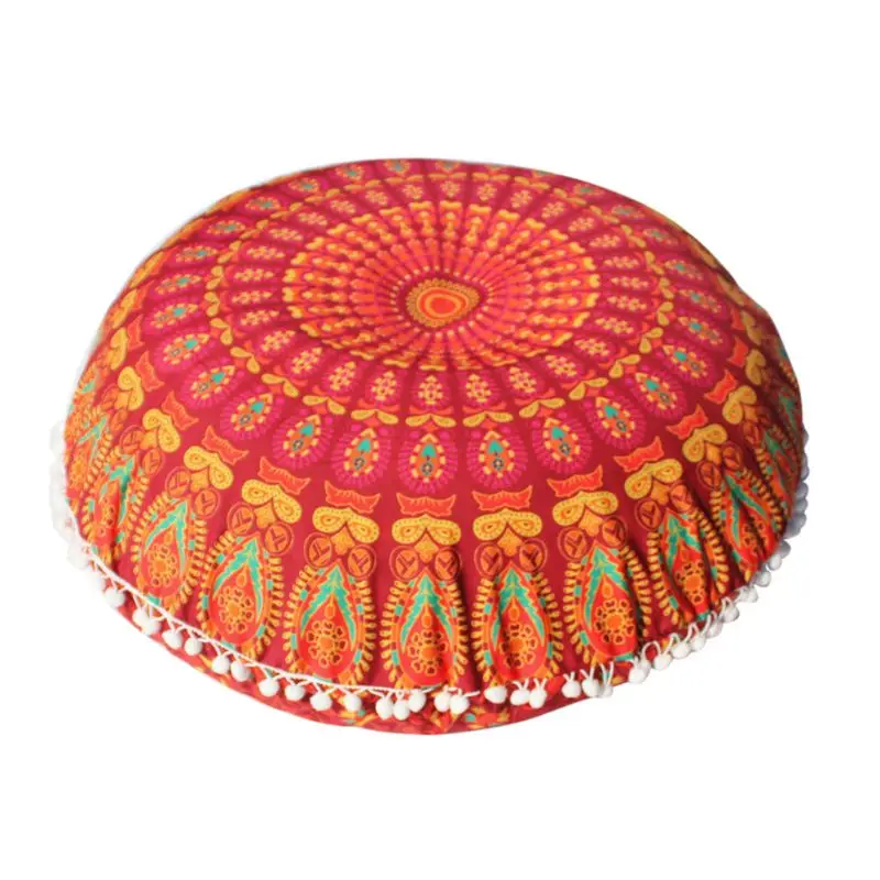 

43/80cm Round Indian Bohemian Floor Pillow Cushion Cover Case Mandala Pouf Retro
