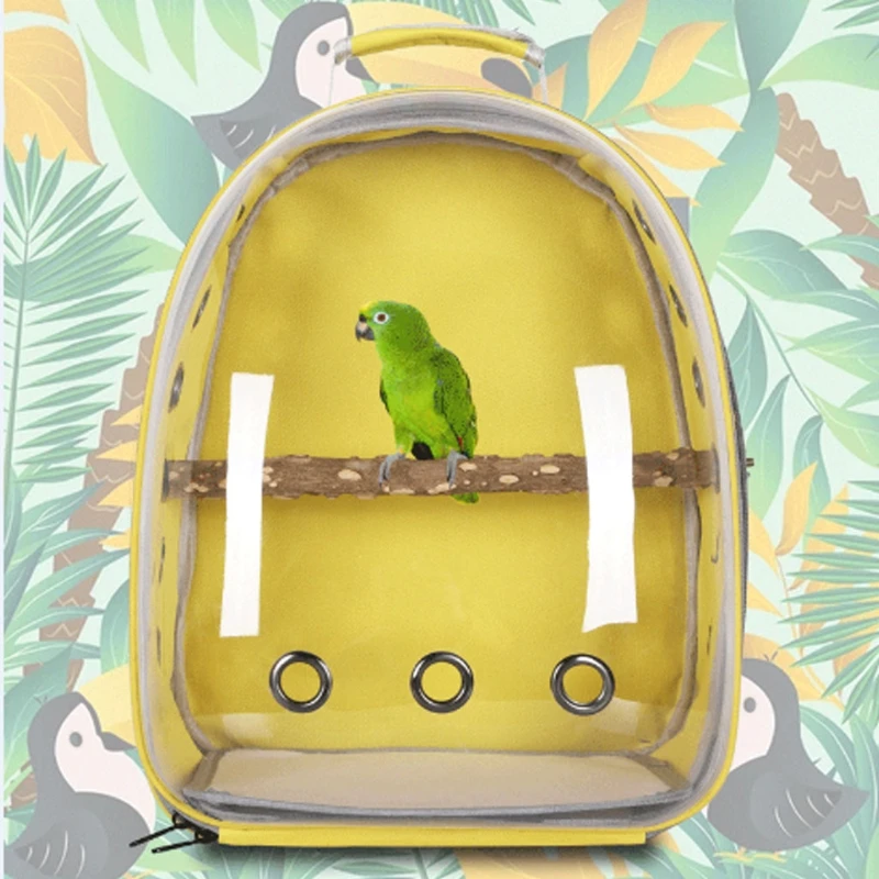 

Bird Parrot Backpack Carrier Transparent Travel Bag with Perch Stand for Parakeets Cockatiels Conures Small Medium Birds Cage