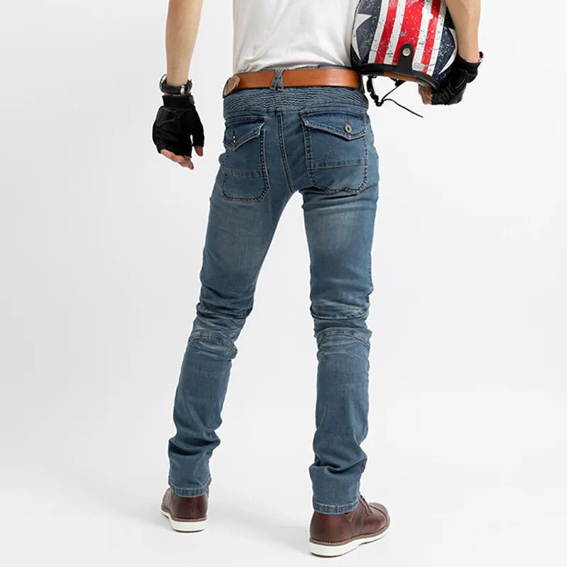 Four Seasons Motorcycle Riding Denim Pants Slim Stretch Protective Gear Biker Moto Riding Touring Men Jeans Trousers  S-3XL