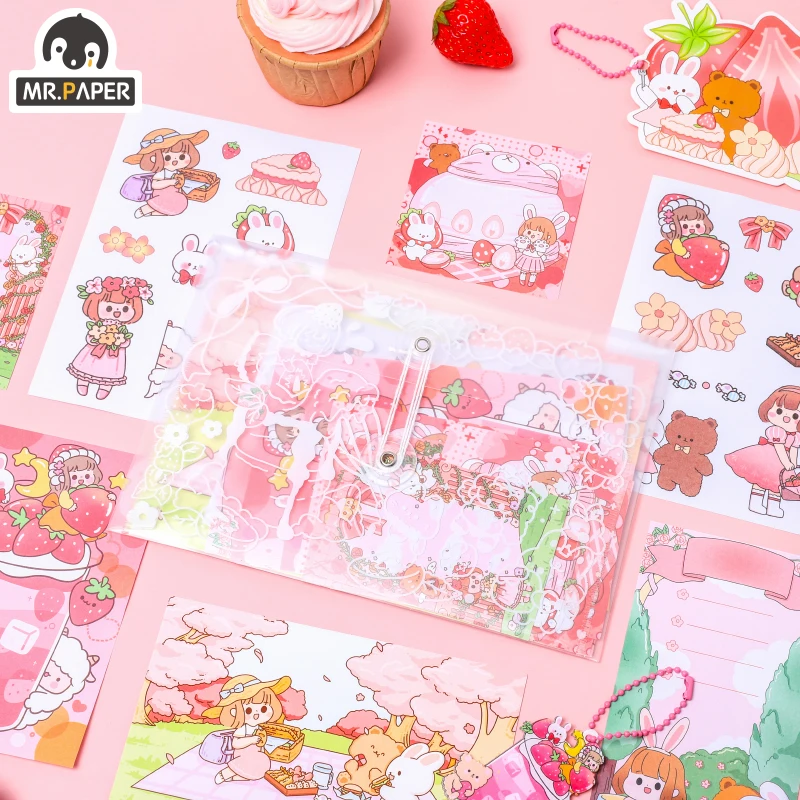 

Mr.paper 32 Pcs/set 4 Designs Cartoon Style Deer Deer Sauce Fruit Tea Series Cute Creative Hand Account Deco DIY Material Paper