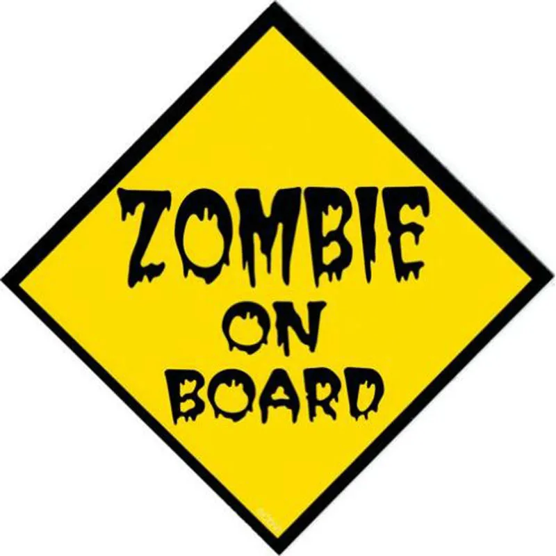 

Fashion ZOMBIE on Board Warning Sign Car Sticker Window Bumper Motorcycle Laptop Trunk Decal Decoration Accessories KK16*16cm