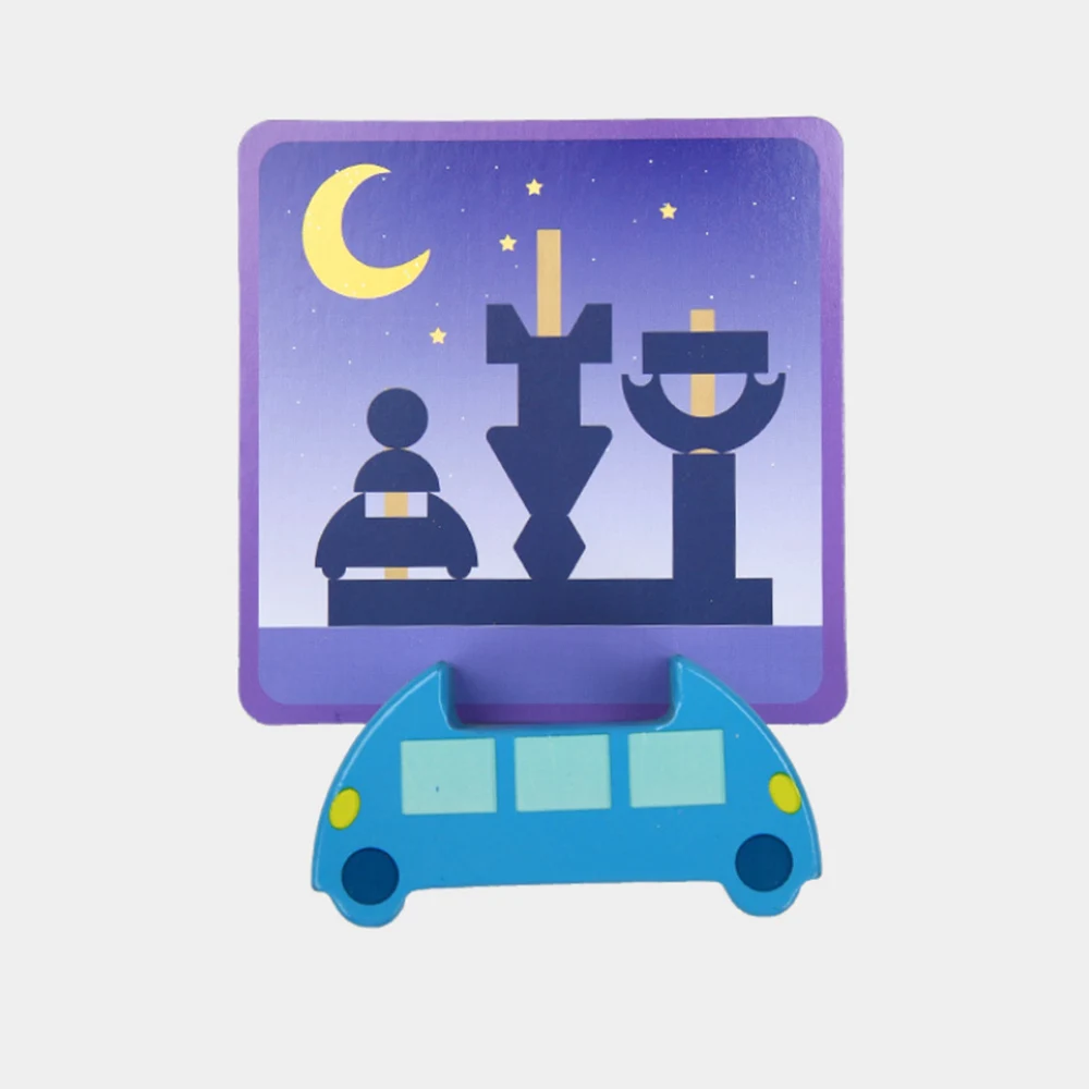 Развивающие деревянные игрушки солнце и луна день ночь столб строительный