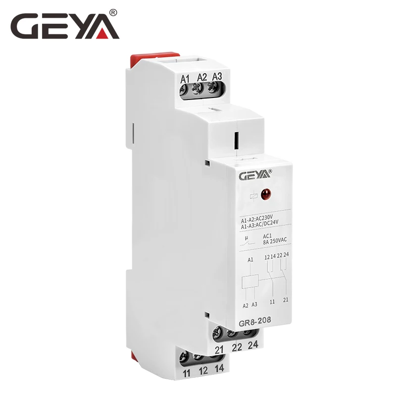 Реле переключения GEYA Din Rail типа GR8 AC DC 12 В промежуточное реле 8A 16A вспомогательное