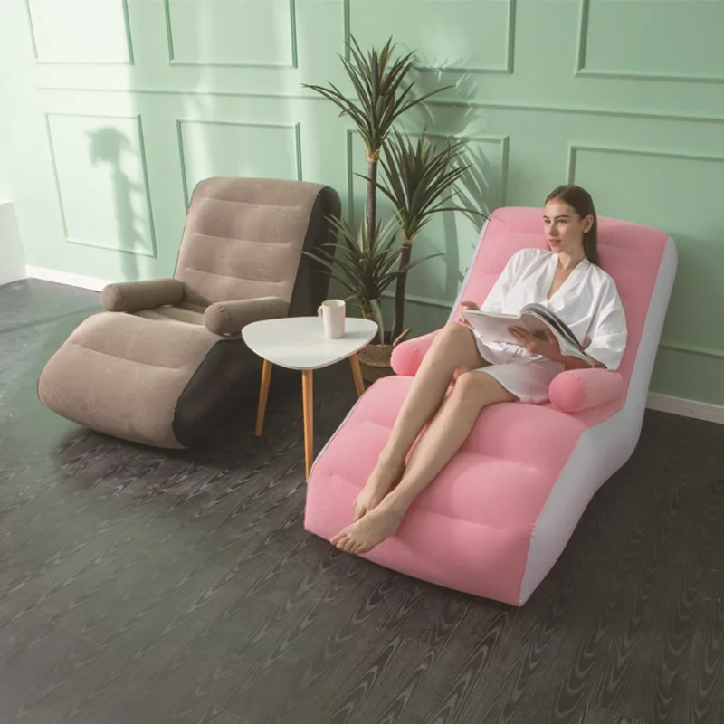 

Inflatable Lazy Sofa Outdoor Inflatable Sofa Flocking Sofa Chair Portable Lunch Break Bed Creative S-shaped Recliner New
