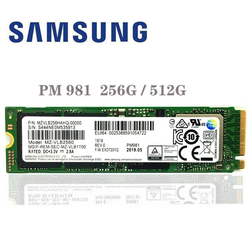 Твердотельный накопитель SAMSUNG M.2 PM981 твердотельный жесткий диск 256 ГБ 512 M2 SSD NVMe PCIe 3