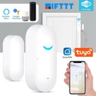 Tuya Smart Wifi датчик для двери дверь открытойзакрытый детекторы Магнитная щетка для мытья окон сенсор домашняя охранная сигнализация работа с Alexa Google Home