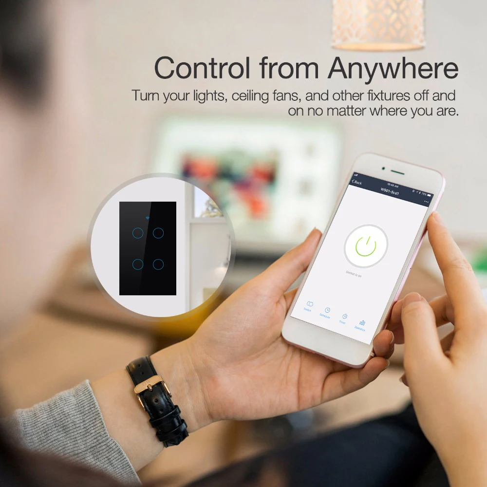 Wi Fi настенный сенсорный выключатель нам не нейтральный провод умный светильник 4