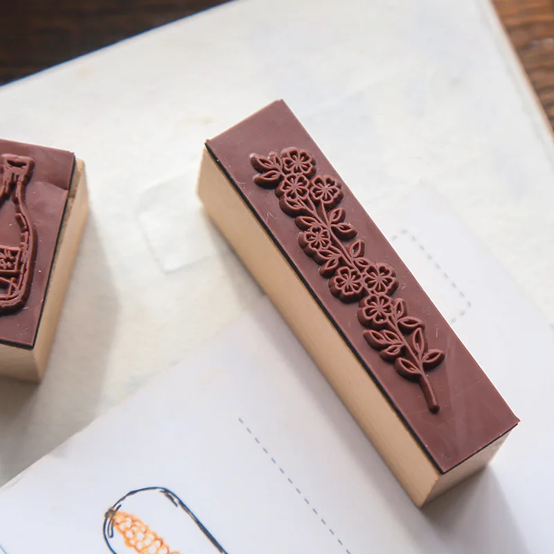 Loveиз винтажный деревянный резиновый штамп сделай сам Ретро полоска узор природа