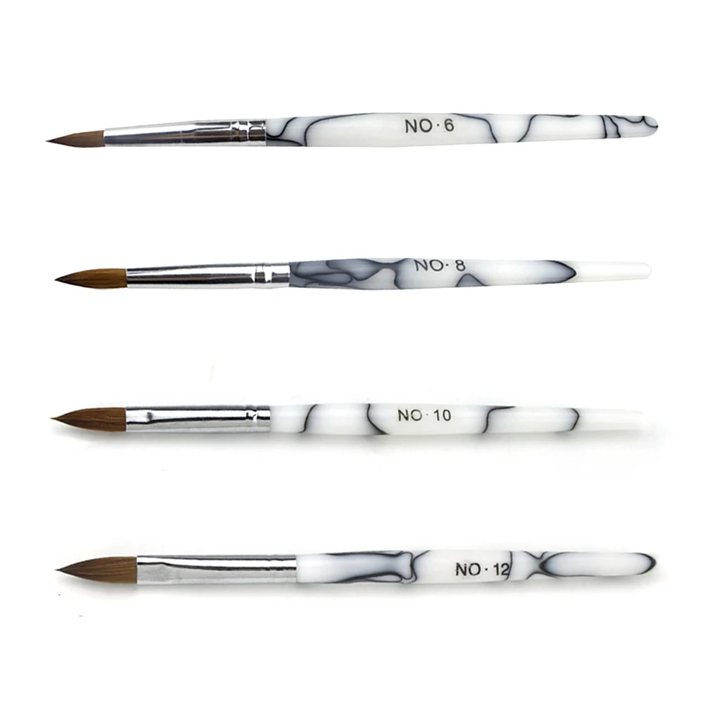 

100% Kolinsky Hair Nail Brushes #10 #12 Pure For Acrylic UV Extension Builder Tips Pen Pure Brush Manicure Metal Handle