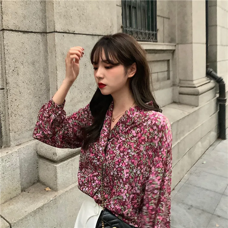 

Vintage Style Women's Clothing Loose Print Blouses Autumn Fashion Brand Shirts Ladies Tops New Blusas Mujer De Moda 2021