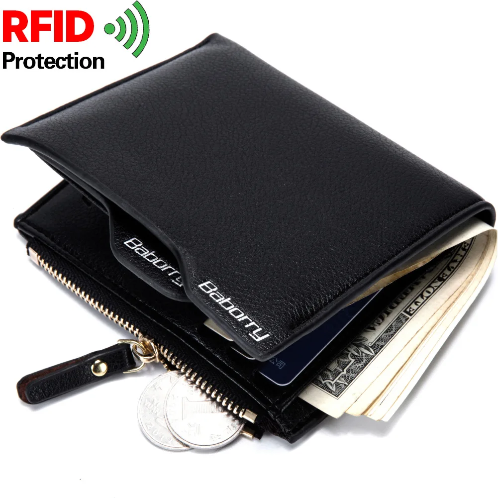 

Fashion Antimagnetic RFID Men's Wallet Card Case Bi-Fold Simple PU Leather Coin Purses Passport Cover Cardholder Bag Gifts