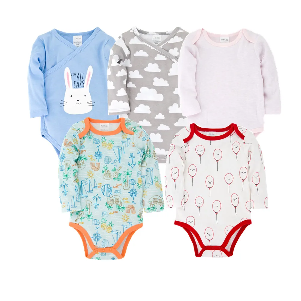 Kavkas Baby Bodysuit Newborn Infant Jumpsuit Long Sleeve Boy&ampGirl Clothes 5Pcs/set Toddler Costume ropa body bebe Pyjama | Мать и