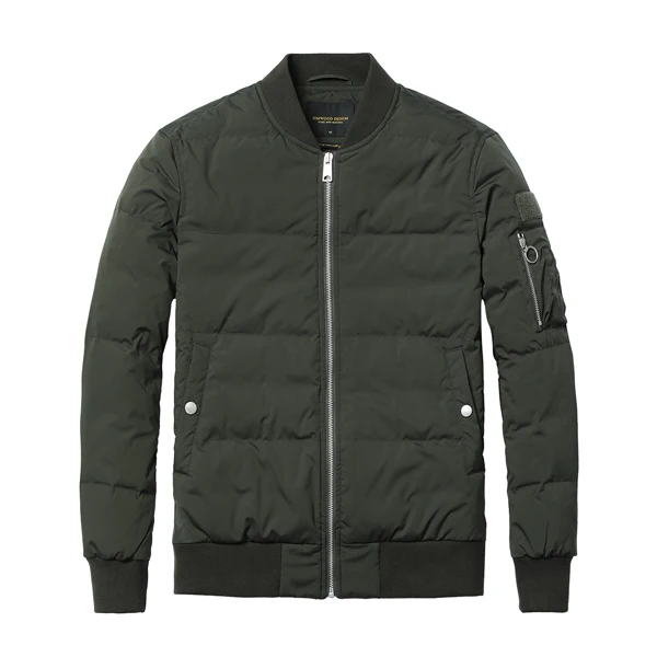 deep army green Мужская пуховая куртка-бомбер SIMWOOD, зимняя куртка с 90% наполнением белым утиным пухом,, приталенная демисезонная парка черного цвета, пуховик батальных размеров, YR017004 - Цвет: deep army green