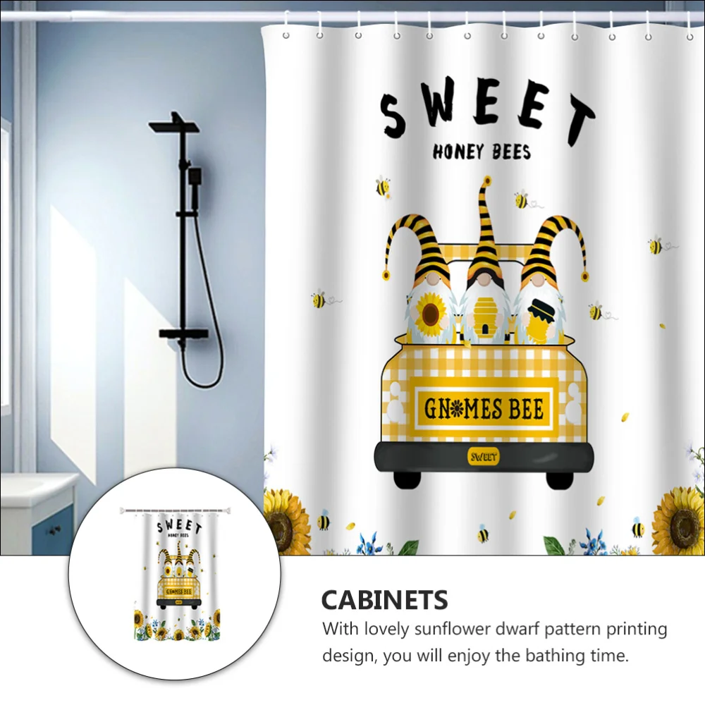 

1pc Household Waterproof Shower Curtain Home Dwarf Sunflower Bath Curtain