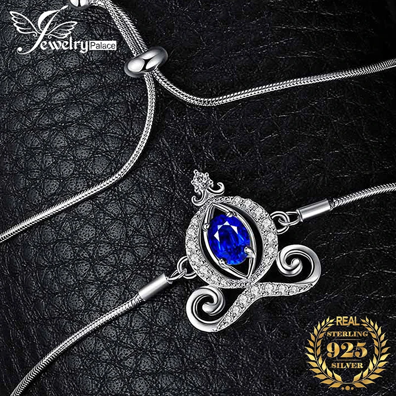 JewelryPalace тыквы каретки 0.4ct создан сапфир регулируемый браслеты 925 пробы серебро Рождество украшения подарок для женщин