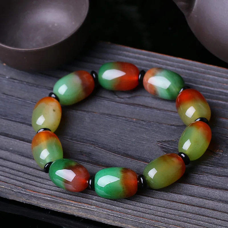 Натуральный цвет Агатовые Бусины эластичный браслет шарм жадеит ювелирные
