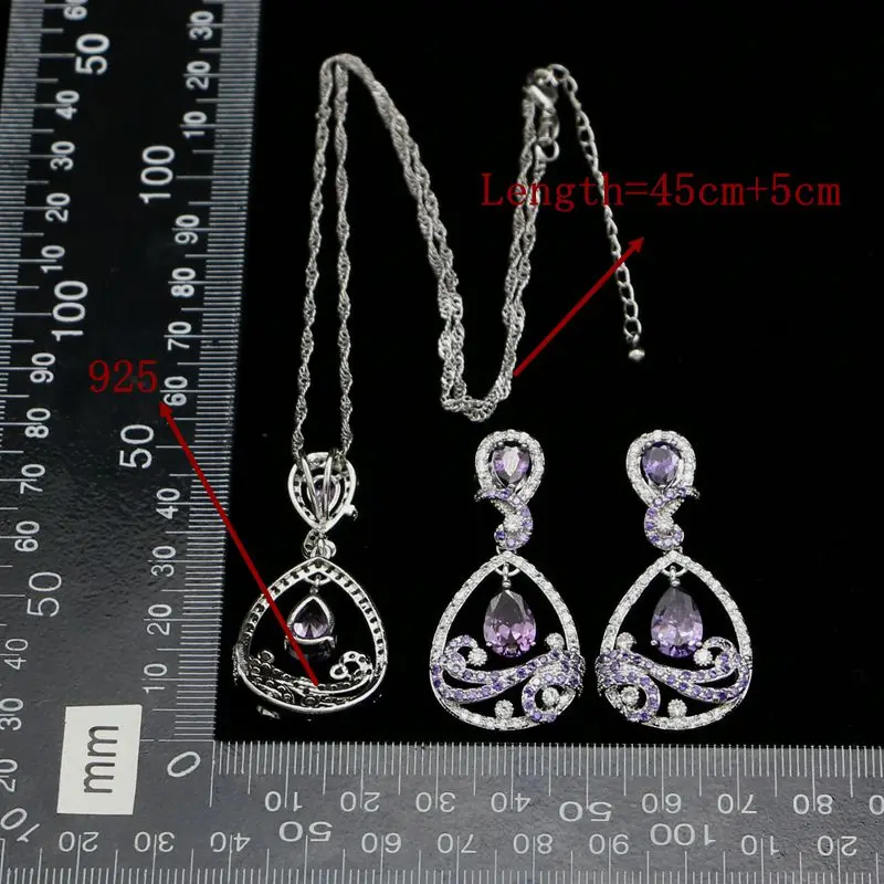 Модные серьги/кулон/браслет/ожерелье из серебра 925 пробы комплект ювелирных