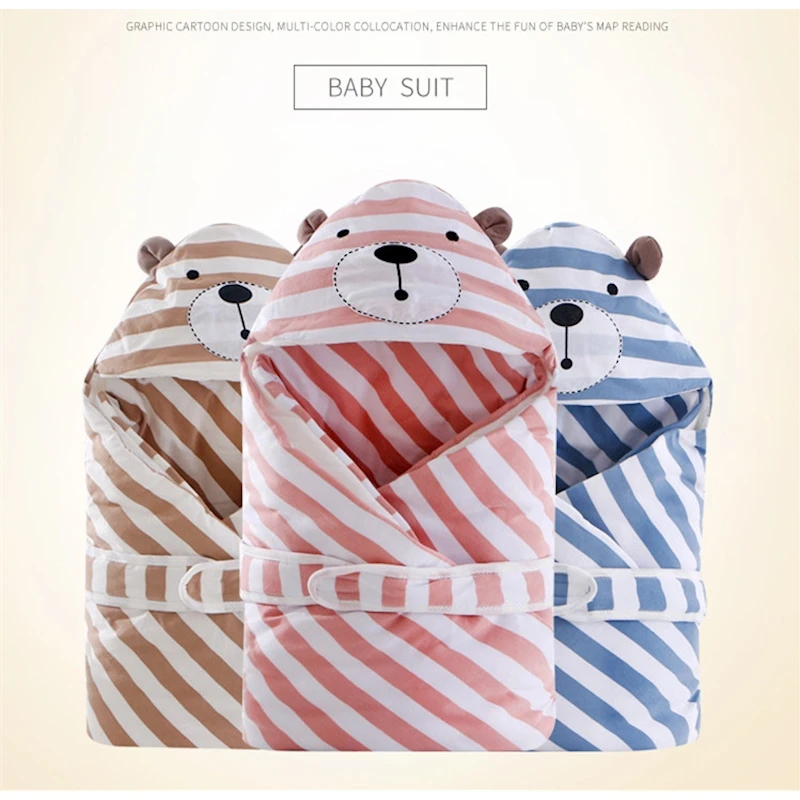 

Fashion Striped Bear Baby Blanket newborn photography accessories wraps cotton baby swaddle manta bebe baby deken for winter