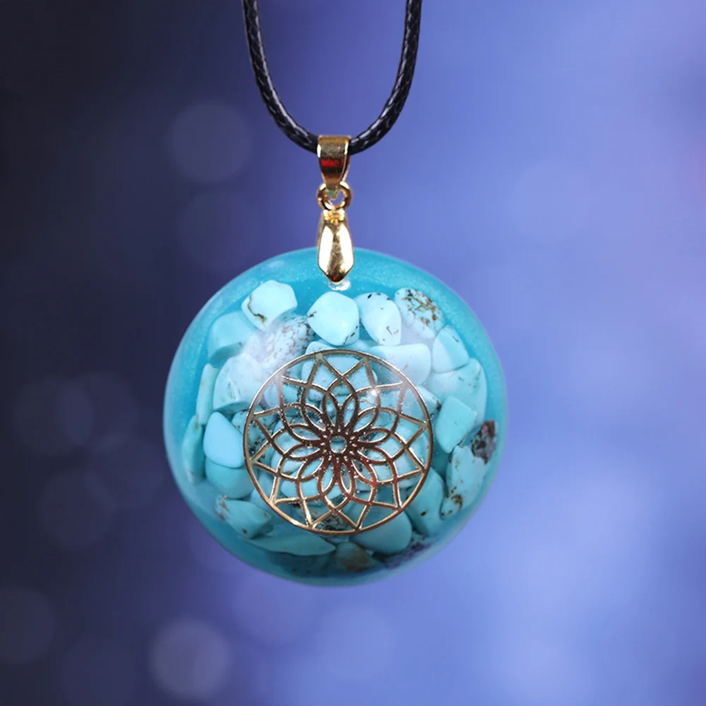 Orgonite энергии кулон Бирюза Камень Reiki ожерелье для йоги гламур праздничная