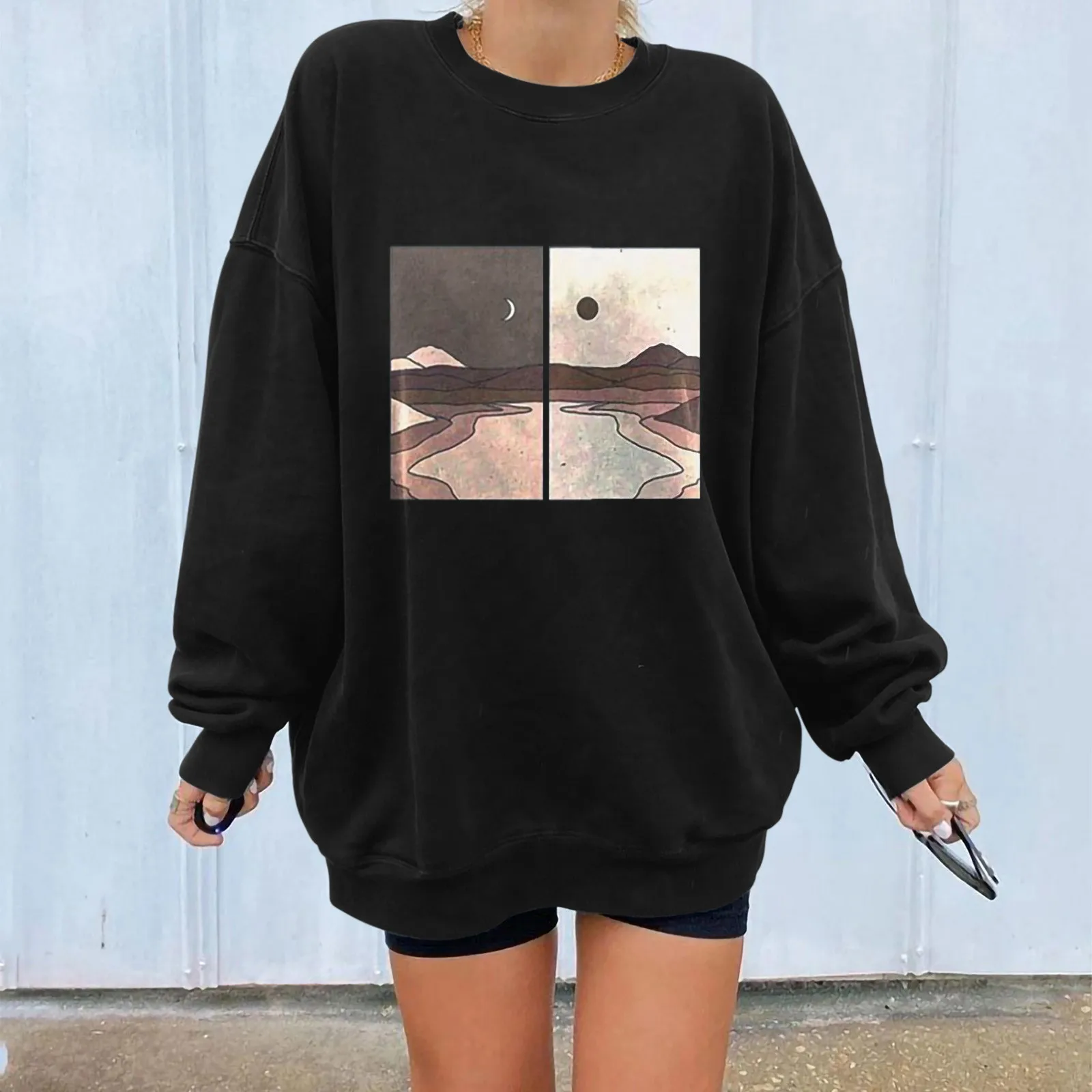 Women Tops Flowers Print Casual Printing Long Sleeve Sweatshirt Pullover Blouse Las Mujeres Sweetshirts Спортивный Костюм Женск