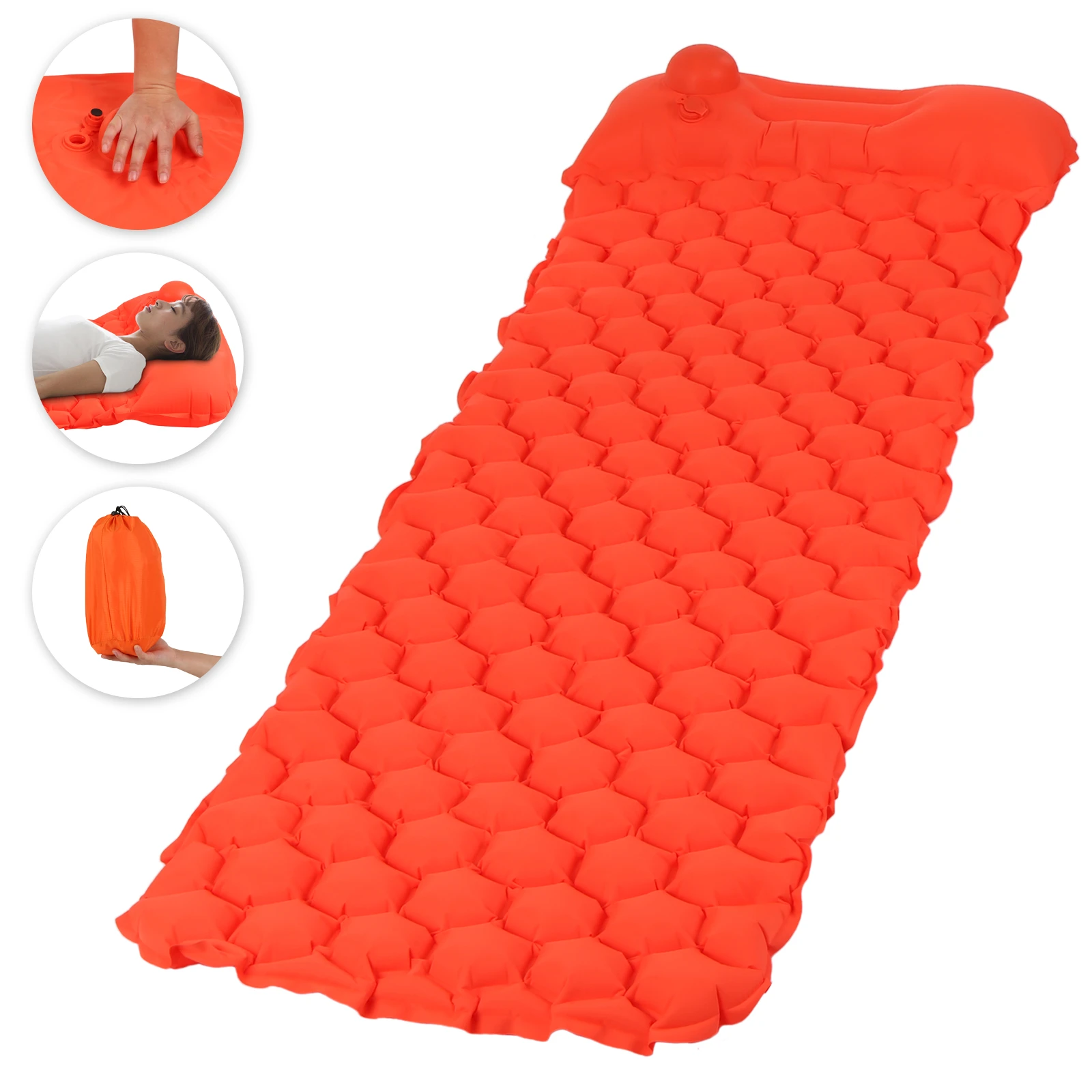 vender Almofada De Dormir De Acampamento Com Bomba De Imprensa Inflável Esteira De Acampamento Com Travesseiro Para Mochila Viajar Almofada Colchão De Ar Para Acampamento